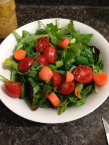 I posted a photo of my salad not because you have to eat rabbit food to be healthy but I am a nerd and I truly do love making and eating salads! Num, Num!